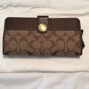 Coach brown signature large wallet